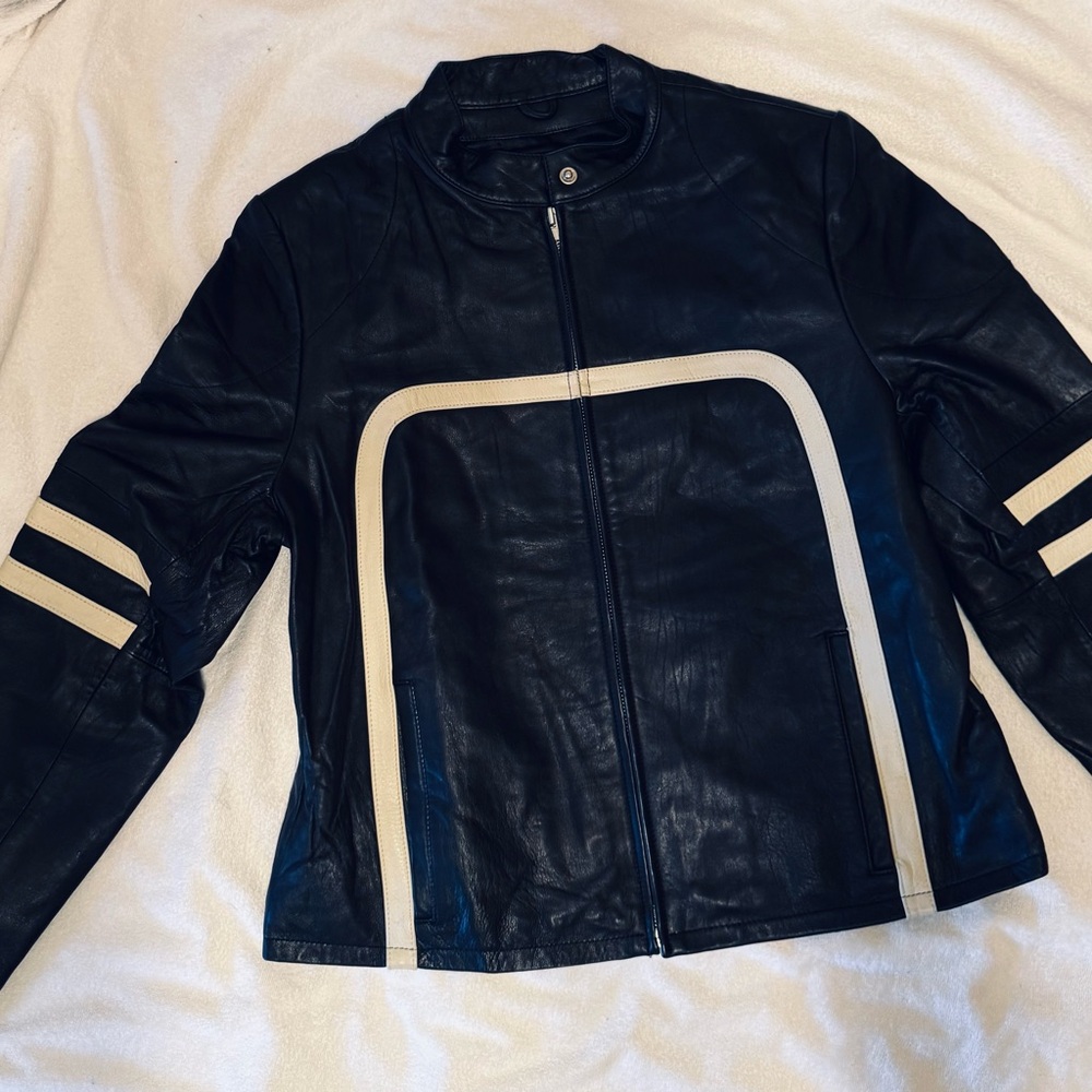 Wilsons Leather Black Jacket with White Accents